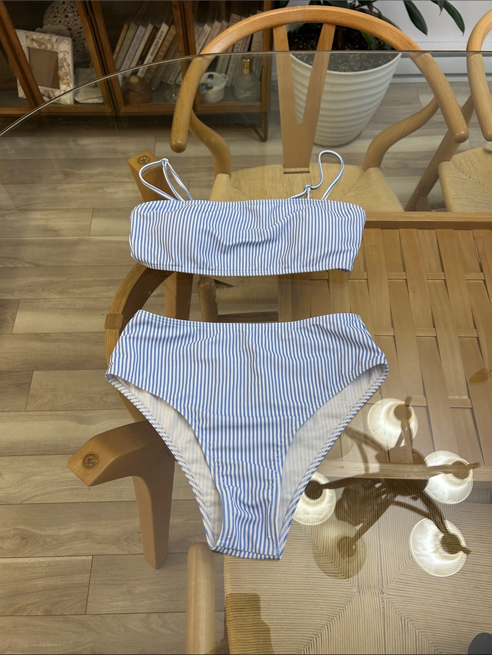 Coastal Blue and White Striped Bikini Swim Set
